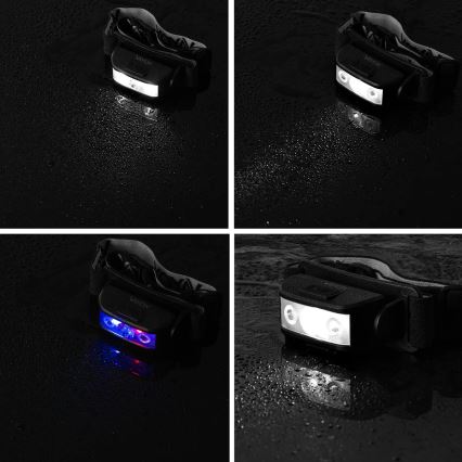 LED Himmennettävä ladattava otsalamppu 3xLED/5V IPX4 100 kiiltävä 1200 mAh