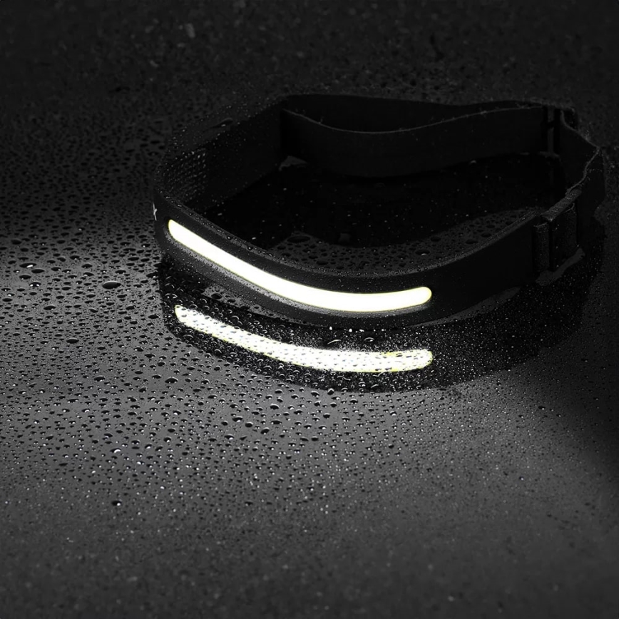 LED Himmennettävä ladattava otsalamppu anturilla 2xLED/5V IP44 350 kiiltävä 1200 mAh