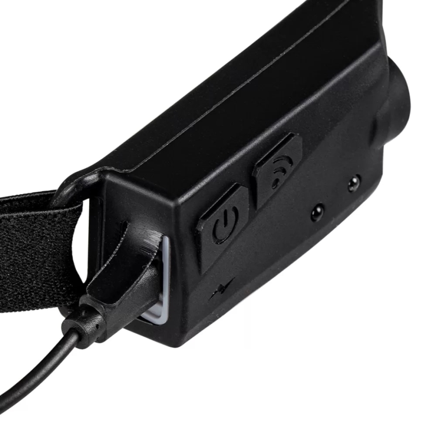 LED Himmennettävä ladattava otsalamppu anturilla 2xLED/5V IP44 350 kiiltävä 1200 mAh