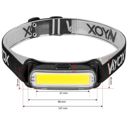 LED Himmennettävä ladattava otsalamppu LED/5V IPX4 300 kiiltävä 1200 mAh