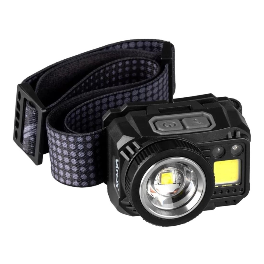 LED himmennettävä ladattava otsalamppu sensorilla ja punaisella valolla LED/6W/5V/3xAAA IP44 500 lm 1200 mAh