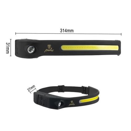LED Himmennettävä ladattava otsalamppu sensorilla LED/8W/5V IP44 570 lm 2000 mAh