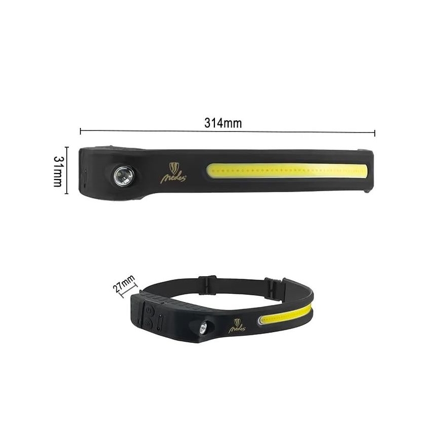 LED Himmennettävä ladattava otsalamppu sensorilla LED/8W/5V IP44 570 lm 2000 mAh