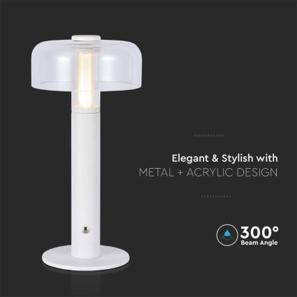 LED himmennettävä ladattava kosketuspöytälamppu LED/1W/5V 3000K 1800 mAh valkoinen