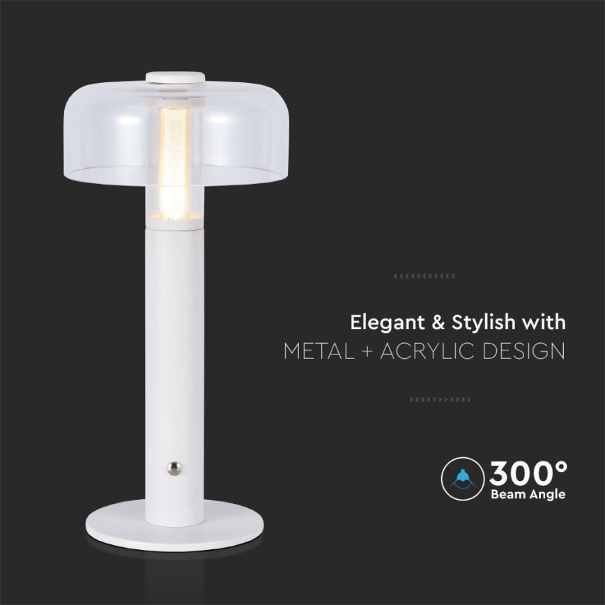 LED himmennettävä ladattava kosketuspöytälamppu LED/1W/5V 3000K 1800 mAh valkoinen