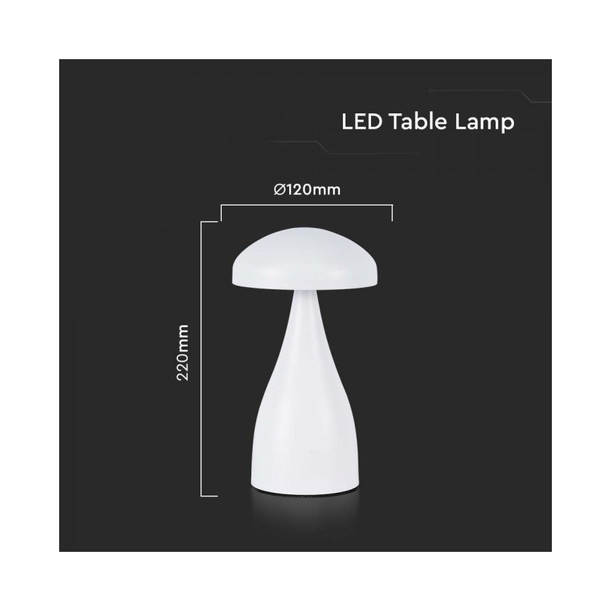LED himmennettävä ladattava kosketuspöytävalaisin LED/1W/5V 3000-6000K 1800 mAh valkoinen