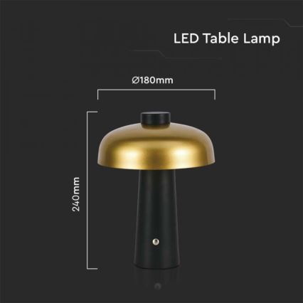 LED himmennettävä ladattava kosketuspöytävalaisin LED/3W/5V 3000-6000K 1800 mAh musta/kulta