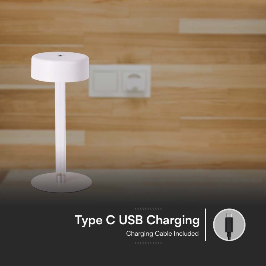 LED himmennettävä ladattava kosketuspöytälamppu LED/3W/5V 3000-6000K 2400 mAh valkoinen