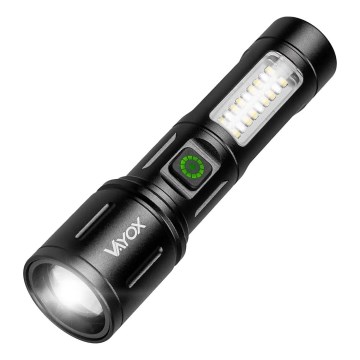 LED Himmennettävä ladattava taskulamppu kanssa punainen valo LED/5W/5V IPX4 260 kiiltävä 2000 mAh