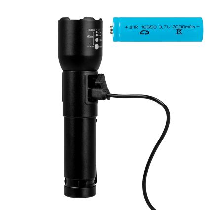LED Himmennettävä ladattava taskulamppu LED/20W/5V IPX4 800 kiiltävä 2000 mAh