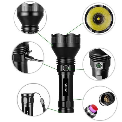 LED Himmennettävä ladattava taskulamppu LED/20W/5V IPX5 1900 kiiltävä 5000 mAh