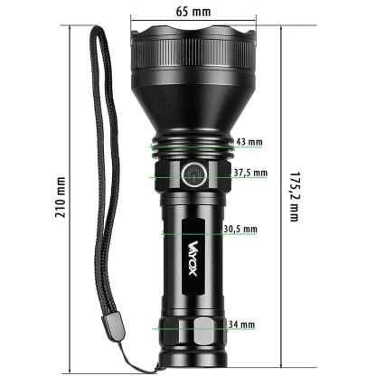 LED Himmennettävä ladattava taskulamppu LED/20W/5V IPX5 1900 kiiltävä 5000 mAh