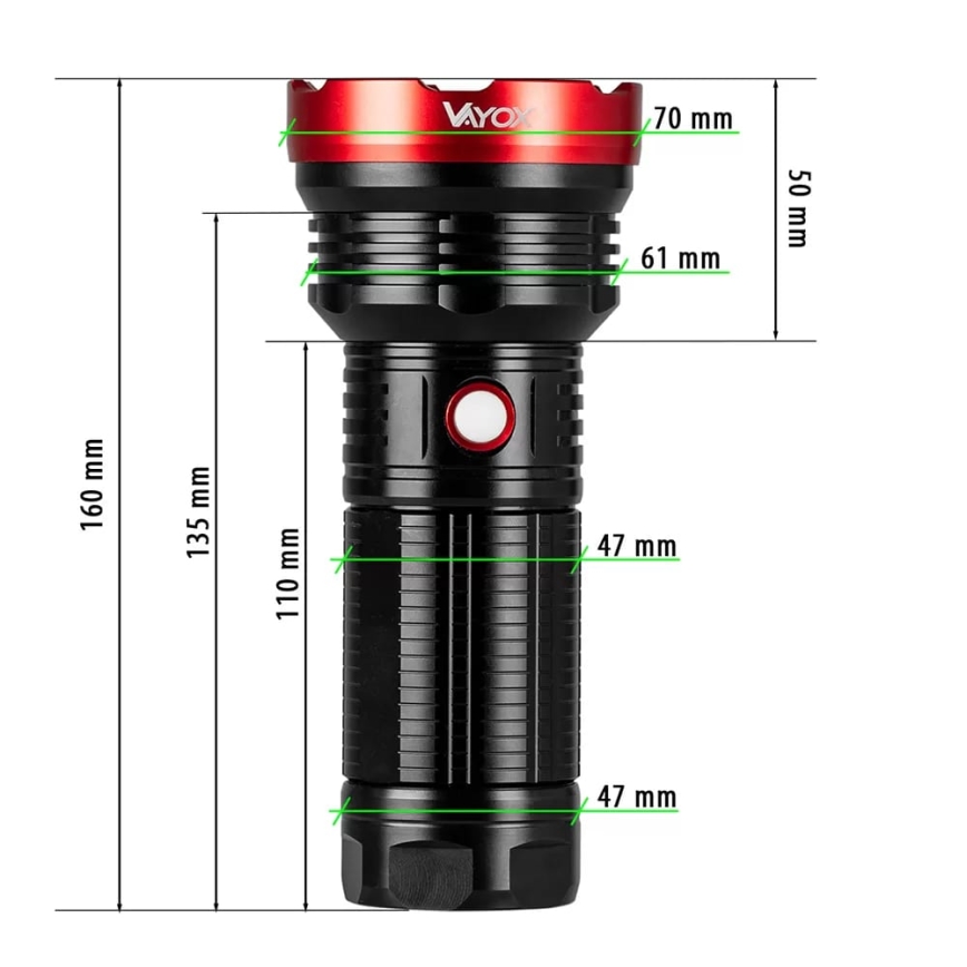 LED Himmennettävä ladattava taskulamppu LED/20W/5V IPX5 2000 kiiltävä 6000 mAh