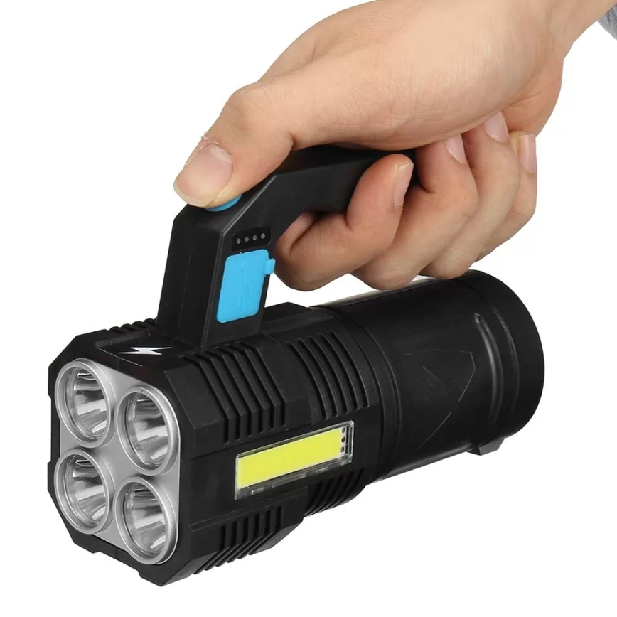 LED Himmennettävä ladattava taskulamppu LED/5V IPX4 250 kiiltävä 1200 mAh
