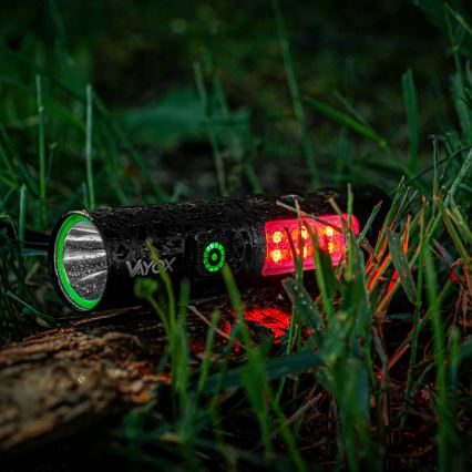 LED Himmennettävä ladattava taskulamppu kanssa punainen valo LED/5W/5V IPX4 250 kiiltävä 2000 mAh