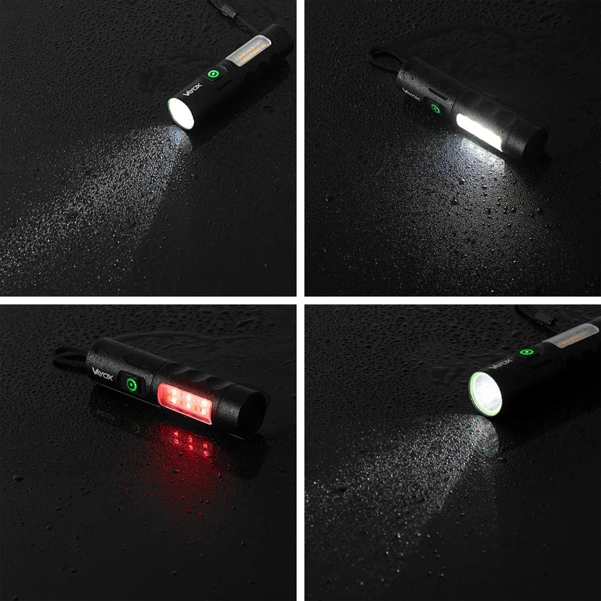 LED Himmennettävä ladattava taskulamppu kanssa punainen valo LED/5W/5V IPX4 250 kiiltävä 2000 mAh