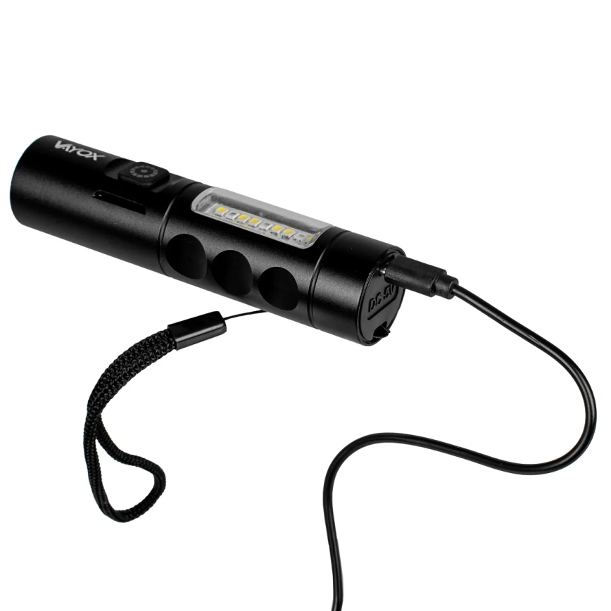 LED Himmennettävä ladattava taskulamppu kanssa punainen valo LED/5W/5V IPX4 250 kiiltävä 2000 mAh