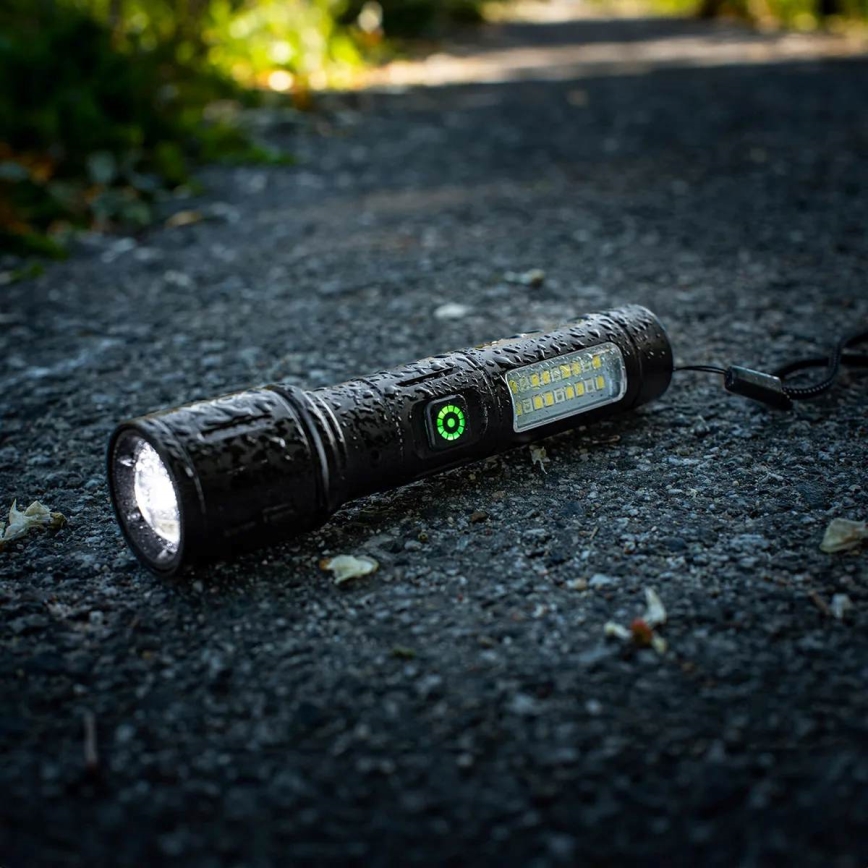 LED Himmennettävä ladattava taskulamppu kanssa punainen valo LED/5W/5V IPX4 260 kiiltävä 2000 mAh