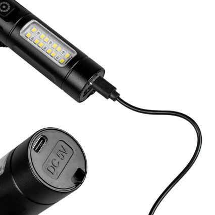 LED Himmennettävä ladattava taskulamppu kanssa punainen valo LED/5W/5V IPX4 260 kiiltävä 2000 mAh