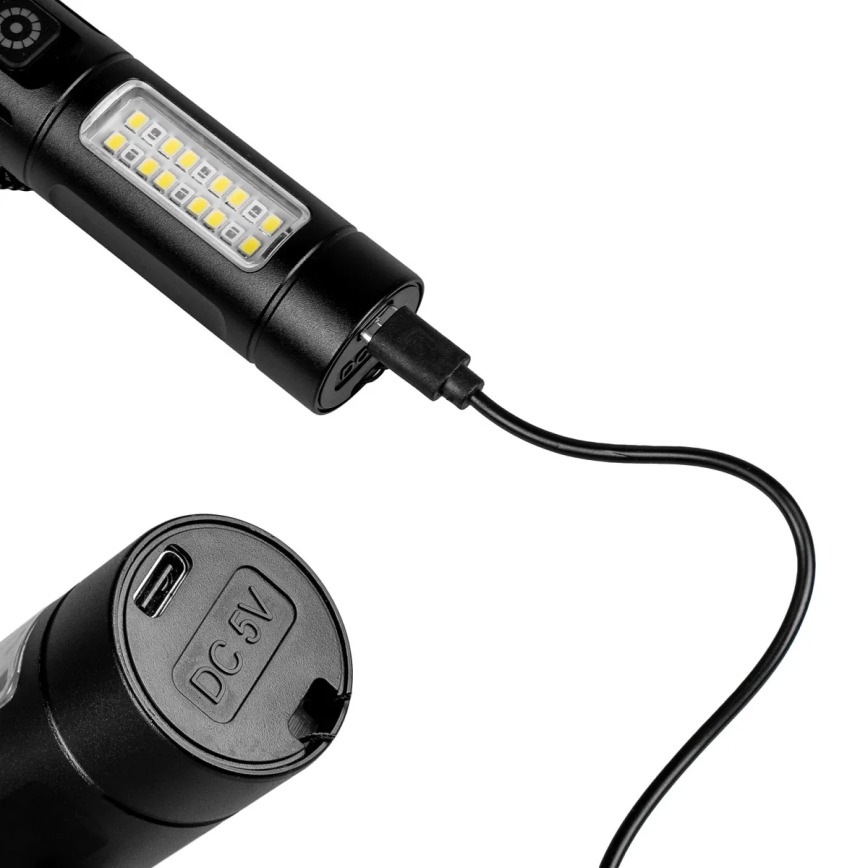 LED Himmennettävä ladattava taskulamppu kanssa punainen valo LED/5W/5V IPX4 260 kiiltävä 2000 mAh