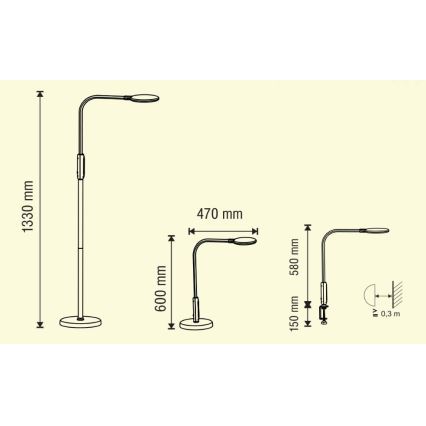 LED Himmennettävä kosketuslamppu 3in1 LED/12W/230V musta CRI 90 + kauko-ohjaus