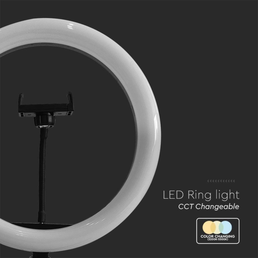 LED Himmennettävä lamppu jalustalla ja pidikkeellä vloggaamiseen LED/10W/5V 3200-5500K