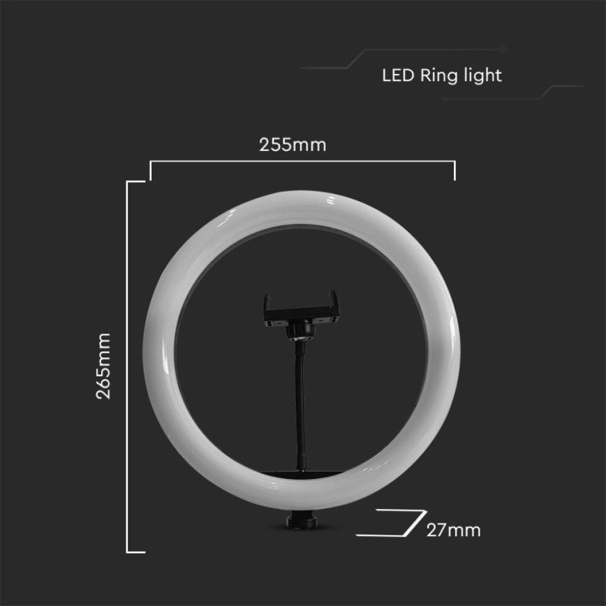 LED Himmennettävä lamppu jalustalla ja pidikkeellä vloggaamiseen LED/10W/5V 3200-5500K