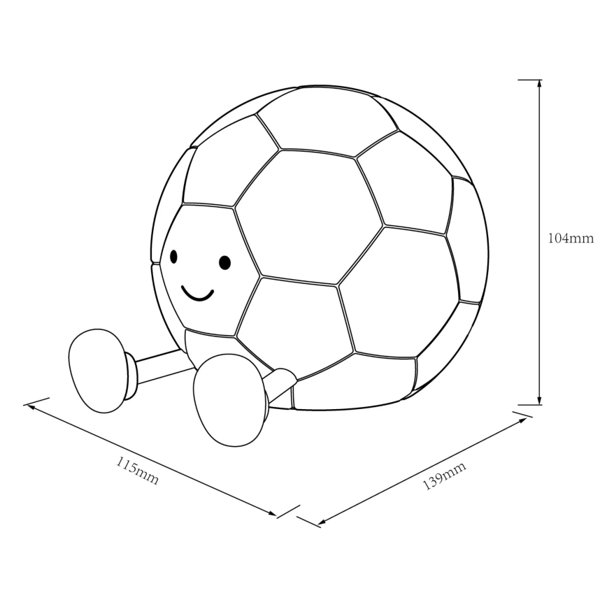 LED Himmennettävä lasten kosketus lamppu FOOTBALL LED/2W/5V USB 1200 mAh valkoinen/musta