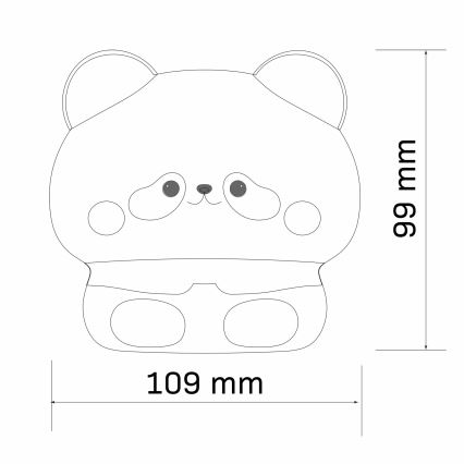 LED Himmennettävä lasten kosketus lamppu PANDA LED/2W/3,7V 1200 mAh