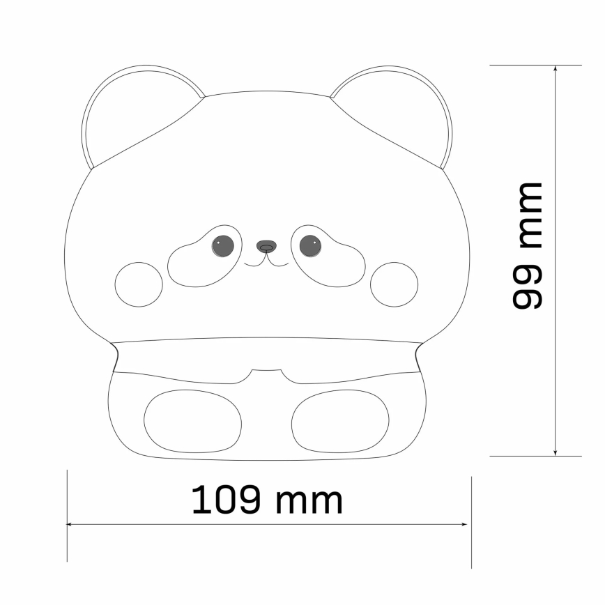 LED Himmennettävä lasten kosketus lamppu PANDA LED/2W/3,7V 1200 mAh