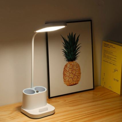LED-himmennettävä latauspöytälamppu pidikkeellä ja virtapankilla LED/5W/5V 2400mAh