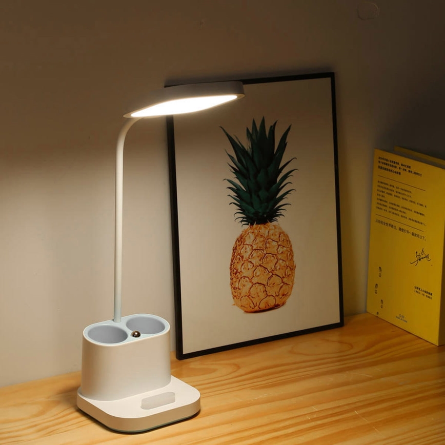 LED-himmennettävä latauspöytälamppu pidikkeellä ja virtapankilla LED/5W/5V 2400mAh