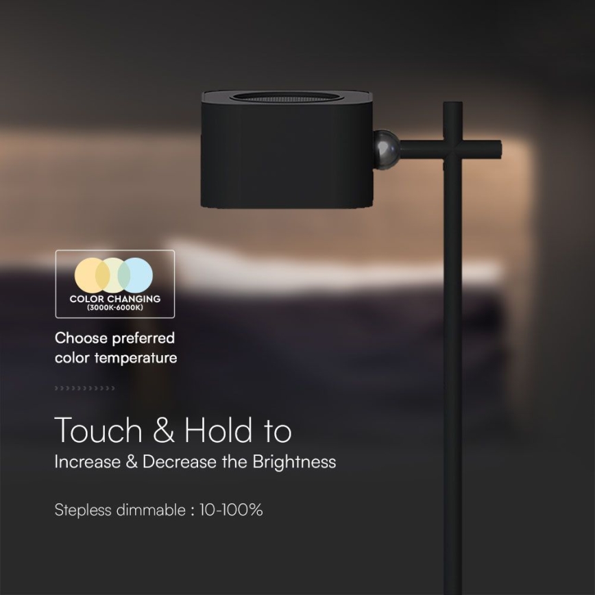 LED Himmennettävä magneettinen ladattava pöytävalaisin 4in1 LED/3W/5V 3000-6000K 1800 mAh musta