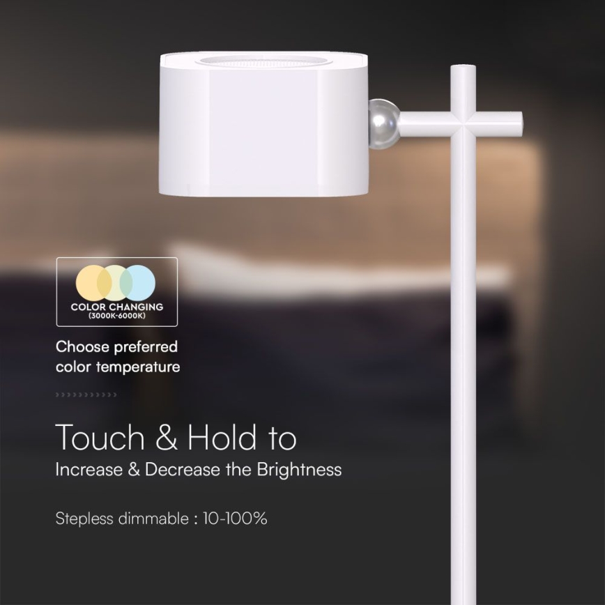 LED Himmennettävä magneettinen ladattava pöytävalaisin 4in1 LED/3W/5V 3000-6000K 1800 mAh valkoinen