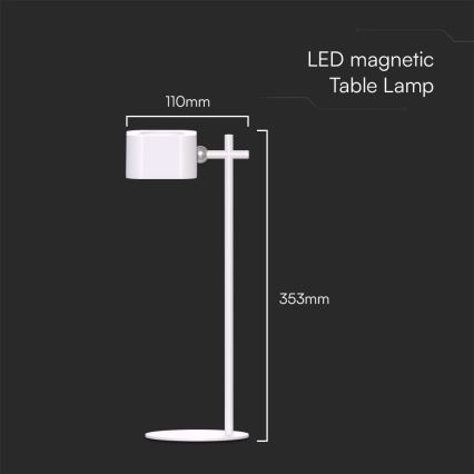 LED Himmennettävä magneettinen ladattava pöytävalaisin 4in1 LED/3W/5V 3000-6000K 1800 mAh valkoinen