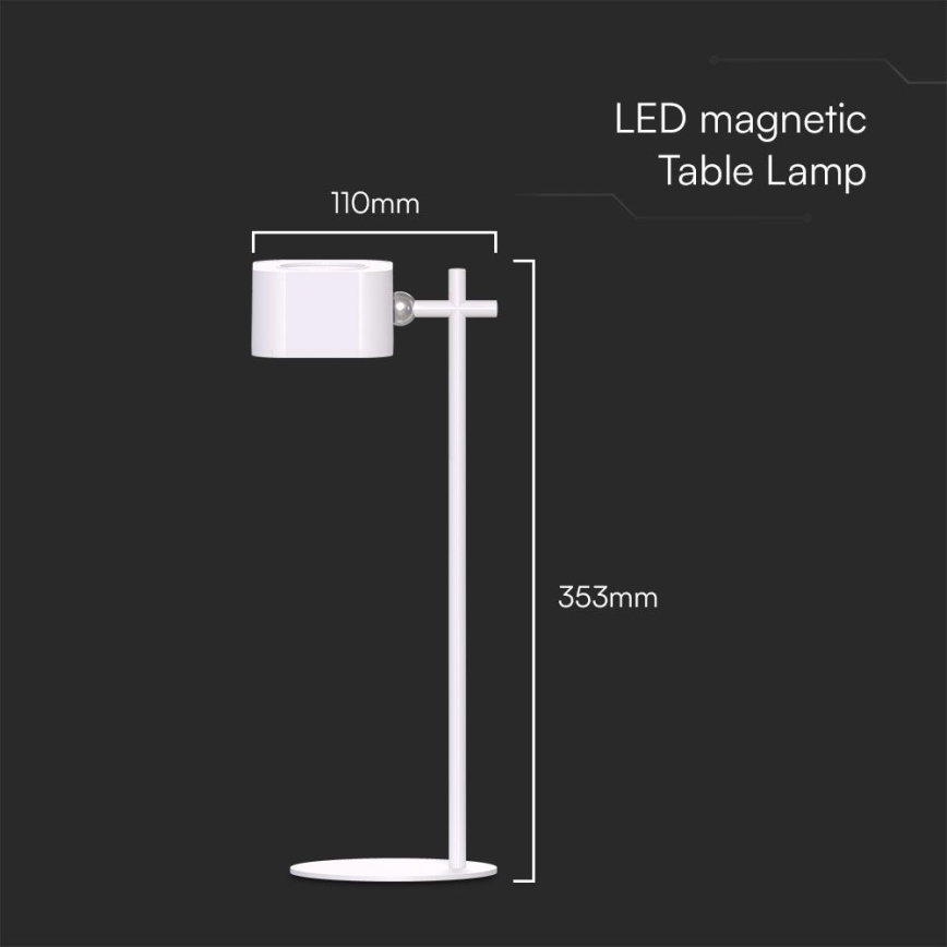LED Himmennettävä magneettinen ladattava pöytävalaisin 4in1 LED/3W/5V 3000-6000K 1800 mAh valkoinen