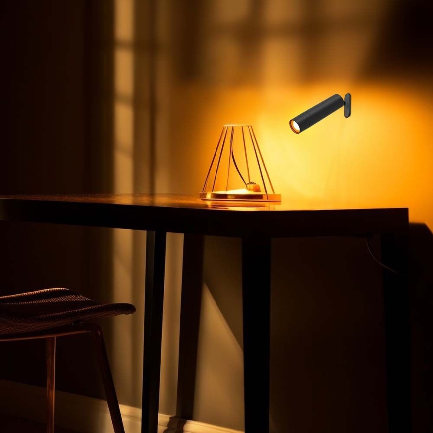 LED Himmennettävä magneettinen ladattava pöytävalaisin 3in1 LED/3W/5V 4000K 1500 mAh musta