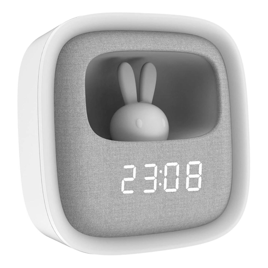 LED Himmennettävä pieni yölamppu herätyskellolla BUNNY LED/1,2W/5V 3000K