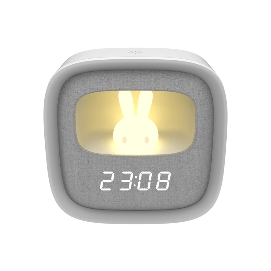 LED Himmennettävä pieni yölamppu herätyskellolla BUNNY LED/1,2W/5V 3000K