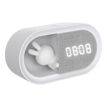 LED Himmennettävä pieni yölamppu herätyskellolla BUNNY LED/1,2W/5V 3000K