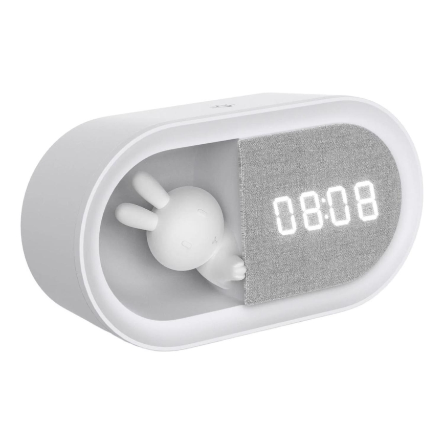 LED Himmennettävä pieni yölamppu herätyskellolla BUNNY LED/1,2W/5V 3000K