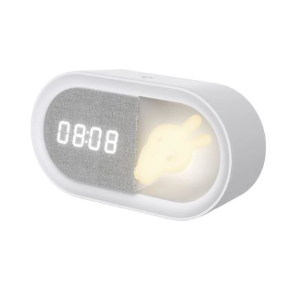 LED Himmennettävä pieni yölamppu herätyskellolla BUNNY LED/1,2W/5V 3000K