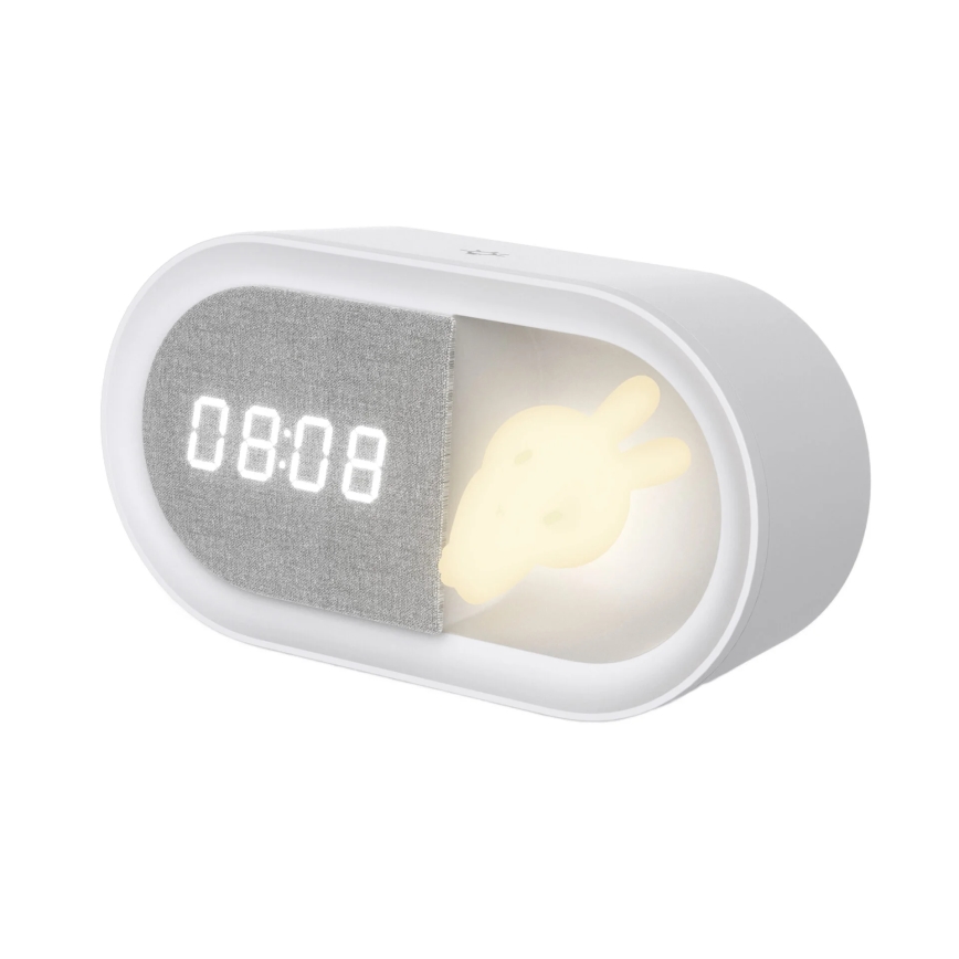 LED Himmennettävä pieni yölamppu herätyskellolla BUNNY LED/1,2W/5V 3000K