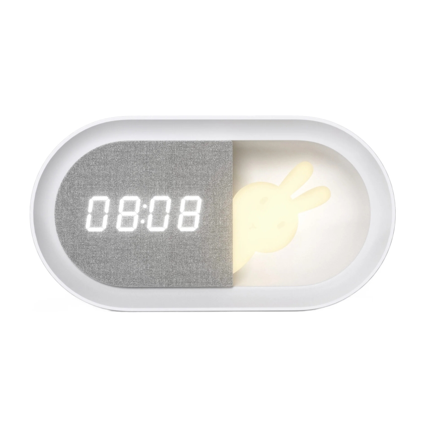LED Himmennettävä pieni yölamppu herätyskellolla BUNNY LED/1,2W/5V 3000K