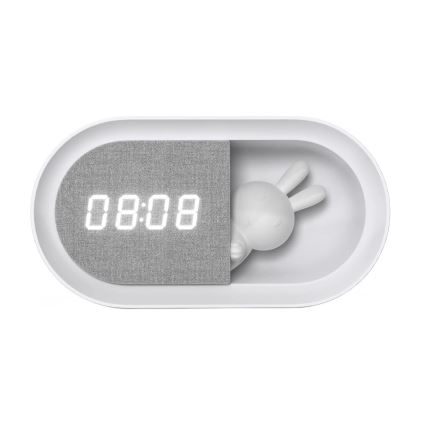 LED Himmennettävä pieni yölamppu herätyskellolla BUNNY LED/1,2W/5V 3000K