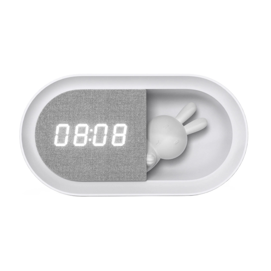 LED Himmennettävä pieni yölamppu herätyskellolla BUNNY LED/1,2W/5V 3000K