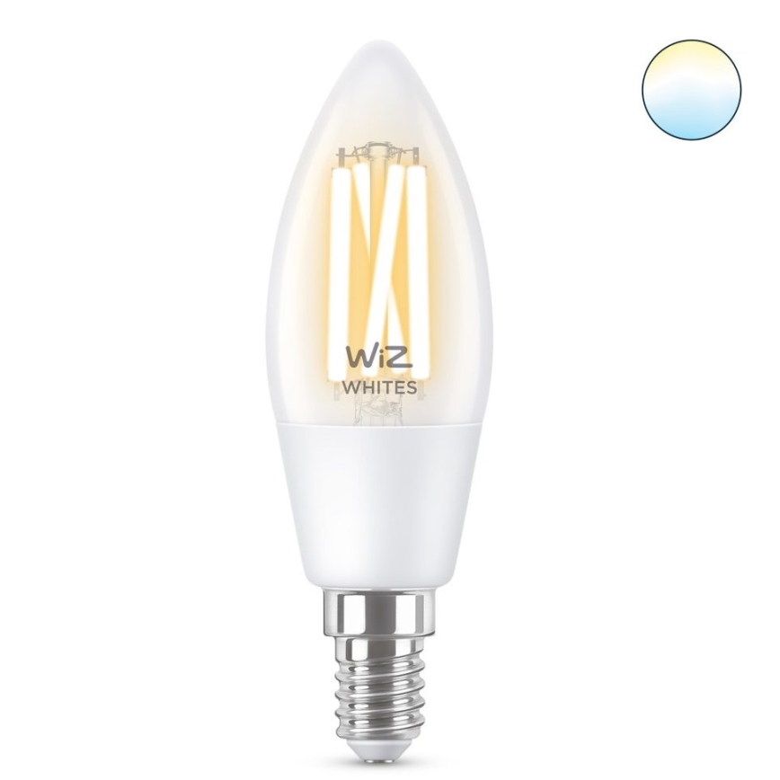 LED-himmennettävä polttimo FILAMENT C35 E14/4,9W/230V 2700-6500K CRI 90 Wi-Fi - WiZ