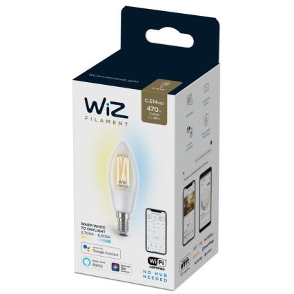 LED-himmennettävä polttimo FILAMENT C35 E14/4,9W/230V 2700-6500K CRI 90 Wi-Fi - WiZ