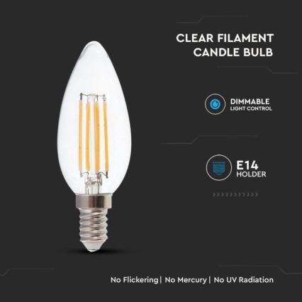 LED-himmennettävä polttimo FILAMENT E14/4W/230V 3000K
