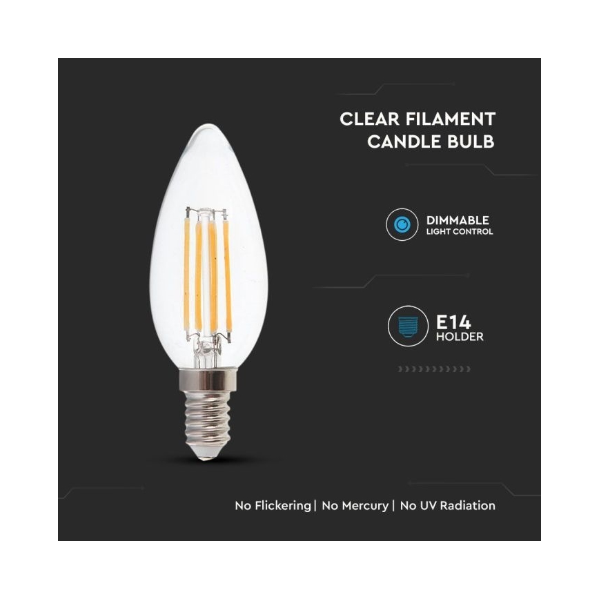 LED-himmennettävä polttimo FILAMENT E14/4W/230V 3000K